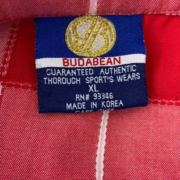 Vintage 90s Button Up Checkered Shirt XL Red Pockets Textured Short Sleeves - Picture 6 of 6